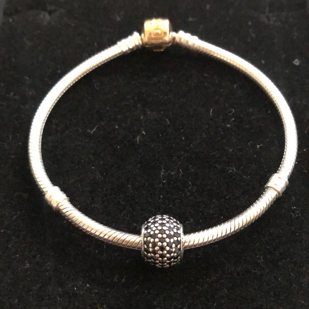 AUTHENTIC Pandora black crystal pavé lights charm
